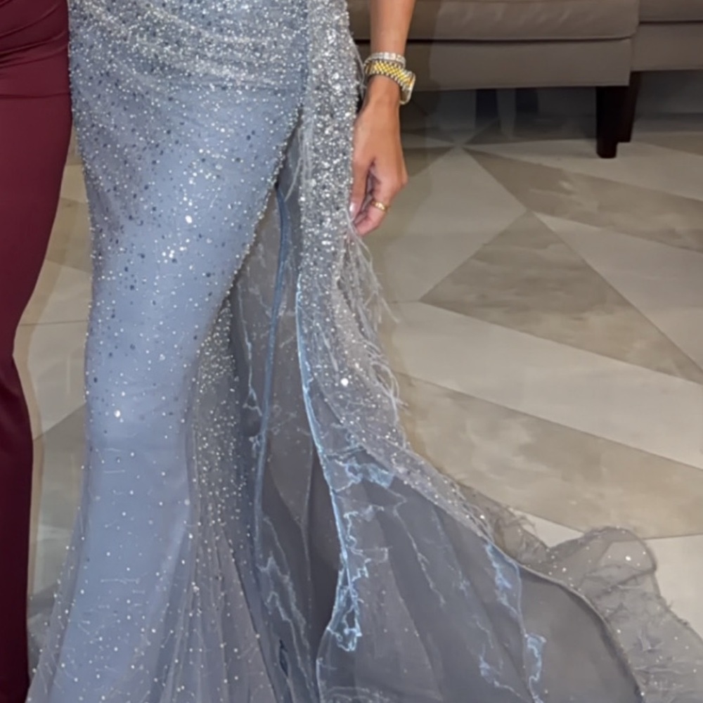 Elegant Silver Evening Gown